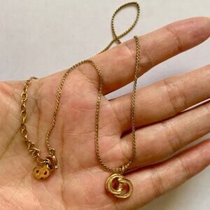 D1022 Authentic Dior CD logo gold color necklace